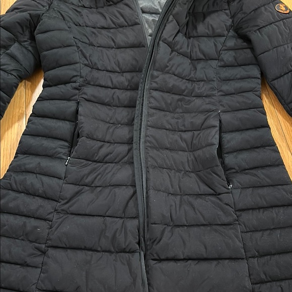 Save The Duck Black Quilted Hooded Long Puffer Jacket Womens Size Small - Picture 5 of 12